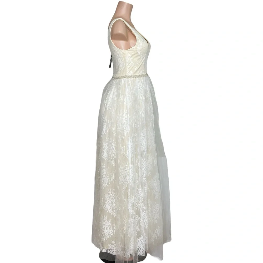 LULUS Sweet Love Floral Lace Beaded Maxi Dress, Ivory, Small - Picture 11 of 15